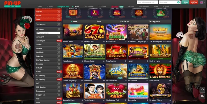 Popularne gry i sloty w Pin-Up Casino