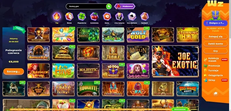 Popularne gry i sloty w kasynie Wazamba