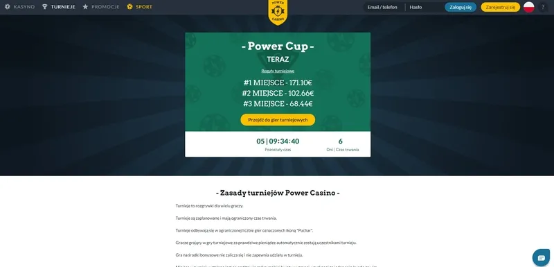 Turnieje w Power Casino